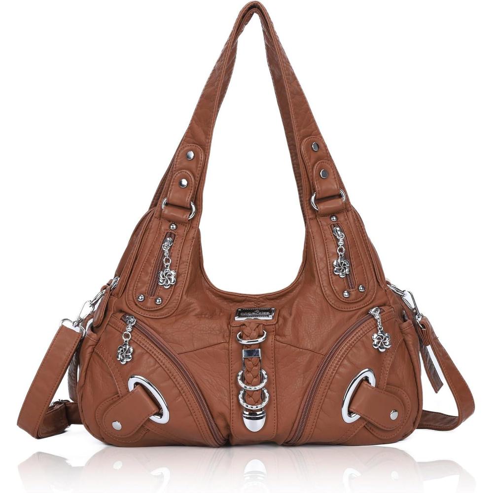 imageAngelkiss Hobo Purses and handbags for Women Satchel Handbag Women Purses Large Daily Shoulder Bags Purses handbags Handbag Women Purses Large DailyBrown