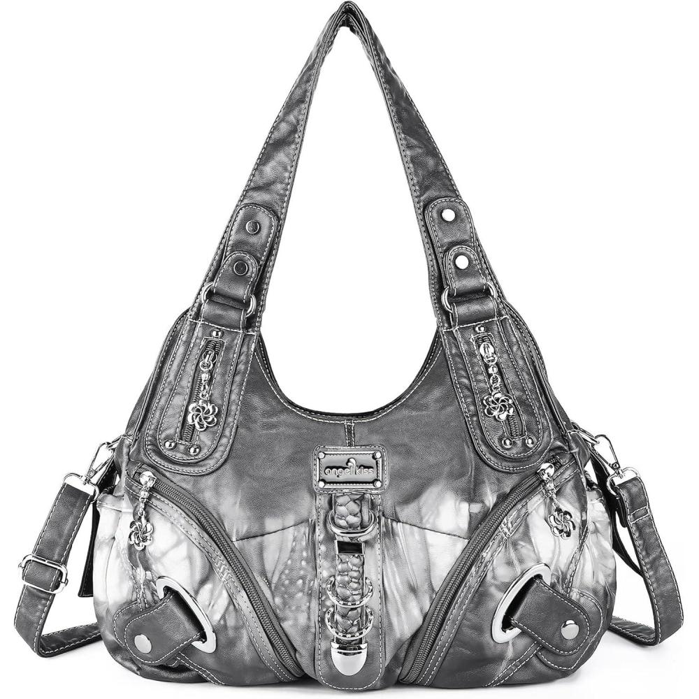 imageAngelkiss Hobo Purses and handbags for Women Satchel Handbag Women Purses Large Daily Shoulder Bags Purses handbags Handbag Women Purses Large DailySmoky Grey