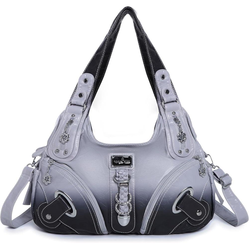 imageAngelkiss Hobo Purses and handbags for Women Satchel Handbag Women Purses Large Daily Shoulder Bags Purses handbags Handbag Women Purses Large DailyZgreyBlack