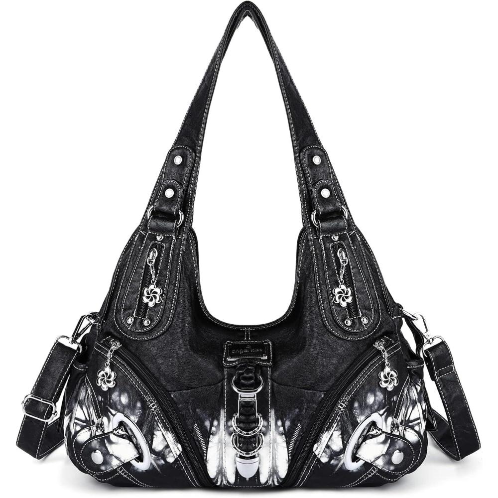 imageAngelkiss Hobo Purses and handbags for Women Satchel Handbag Women Purses Large Daily Shoulder Bags Purses handbags Handbag Women Purses Large DailyZblack