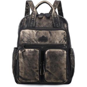 Angel Kiss Backpack Purse for Women Soft Washed Leather Multi Pocket Casual Travel Backpacks…(145bronze)