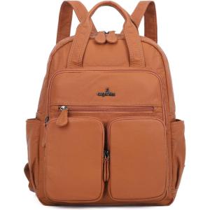 Angel Kiss Backpack Purse for Women Soft Washed Leather Multi Pocket Casual Travel Backpacks…(173brown)