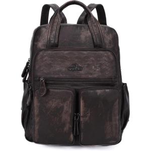 Angel Kiss Backpack Purse for Women Soft Washed Leather Multi Pocket Casual Travel Backpacks…(Bronze)