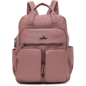 Angel Kiss Backpack Purse for Women Soft Washed Leather Multi Pocket Casual Travel Backpacks…(Pink)