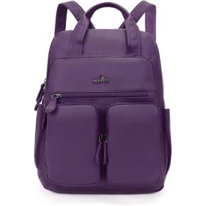 Angel Kiss Backpack Purse for Women Soft Washed Leather Multi Pocket Casual Travel Backpacks…(Purple)