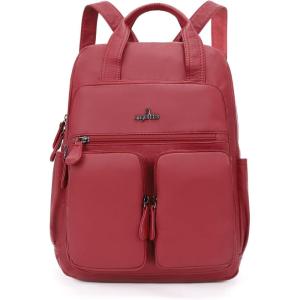 Angel Kiss Backpack Purse for Women Soft Washed Leather Multi Pocket Casual Travel Backpacks…(Red)