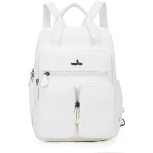 Angel Kiss Backpack Purse for Women Soft Washed Leather Multi Pocket Casual Travel Backpacks…(White)