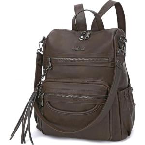 Angel Kiss Women’s Backpacks & Purse – PU Leather Zipper Casual Backpacks & Shoulder Bags(812coffee)