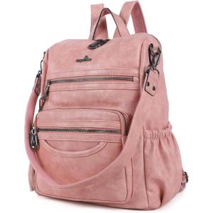 Angel Kiss Women’s Backpacks & Purse – PU Leather Zipper Casual Backpacks & Shoulder Bags(Dk8532g#jz055#4/21706#615 Pink/Pink)