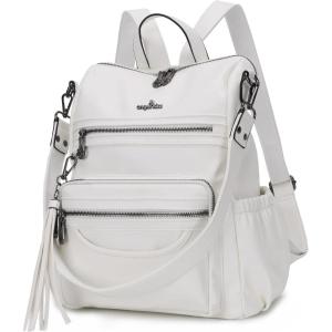 Angel Kiss Women’s Backpacks & Purse – PU Leather Zipper Casual Backpacks & Shoulder Bags(Dk8532#k273#4white)