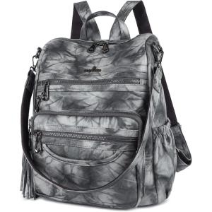 Angel Kiss Women’s Backpacks & Purse – PU Leather Zipper Casual Backpacks & Shoulder Bags(Z-14black Grey)