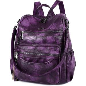 Angel Kiss Women’s Backpacks & Purse – PU Leather Zipper Casual Backpacks & Shoulder Bags(Z-5purple)