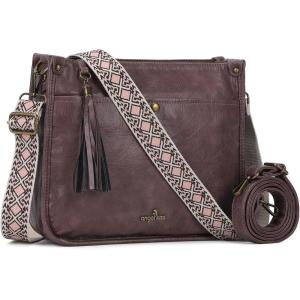 Angel Kiss Crossbody Bags for Women Trendy Vegan Leather Hobo Purses Shoulder Handbags Ladies Tassel Bag with Guitar Strap(Lavender Purple)