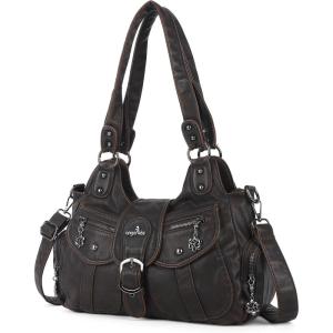 Angel Kiss Hobo Bags for Women Vegan Leather Shoulder Purses and Handbags Ladies Roomy Tote Bags Purse with Crossbody Strap(Coffee)