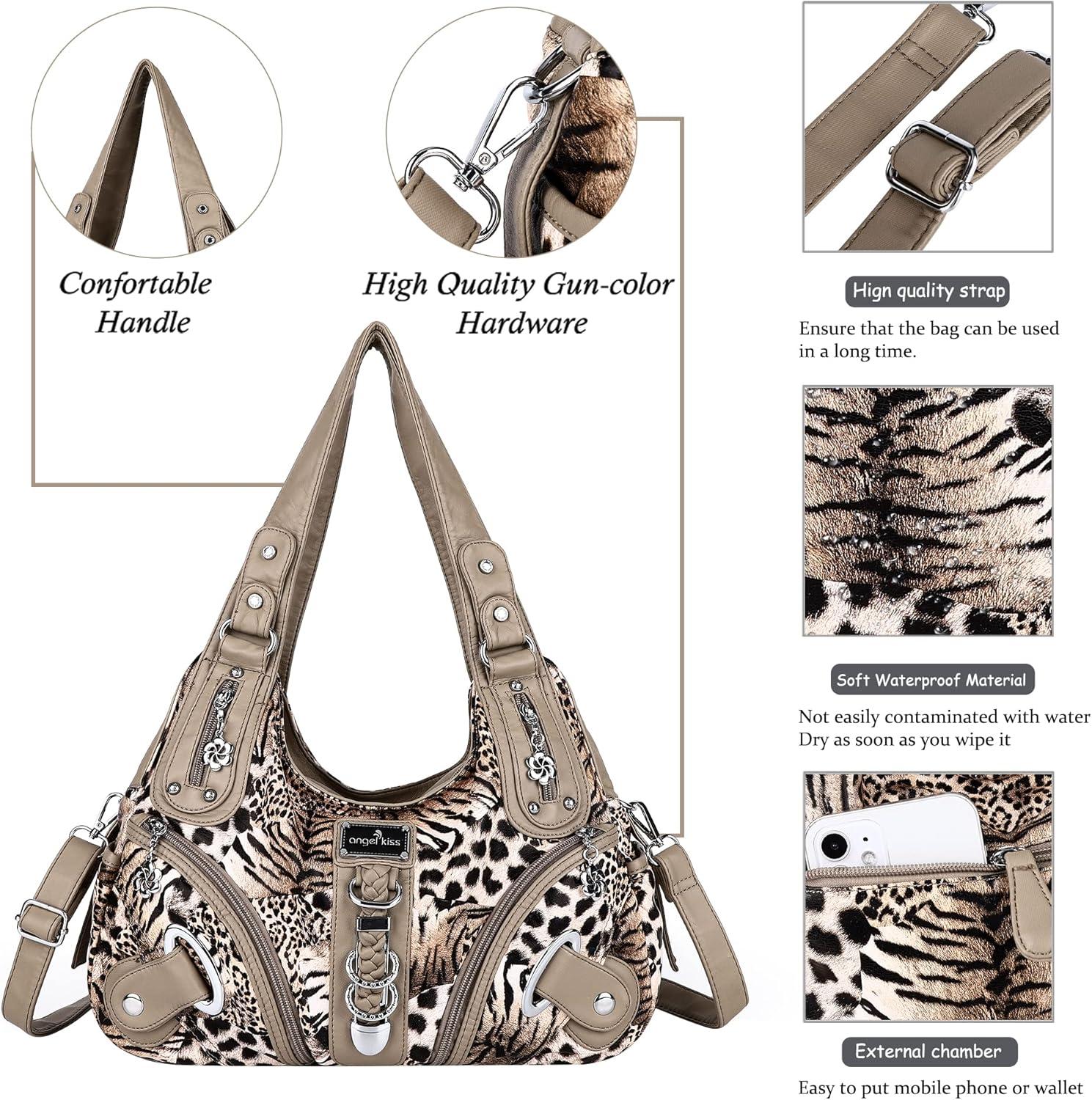 imageAngelkiss Hobo Purses and handbags for Women Satchel Handbag Women Purses Large Daily Shoulder Bags Purses handbags Handbag Women Purses Large DailyBrownBeige
