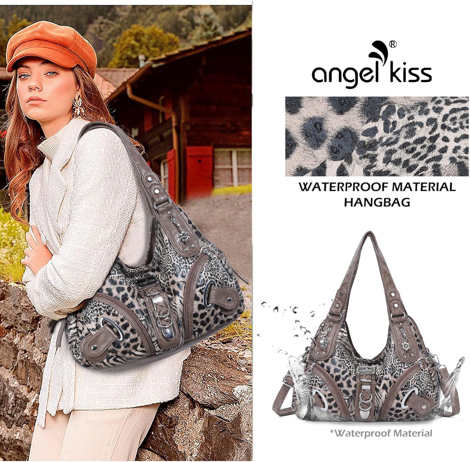 imageAngelkiss Hobo Purses and handbags for Women Satchel Handbag Women Purses Large Daily Shoulder Bags Purses handbags Handbag Women Purses Large DailyBrownleopard