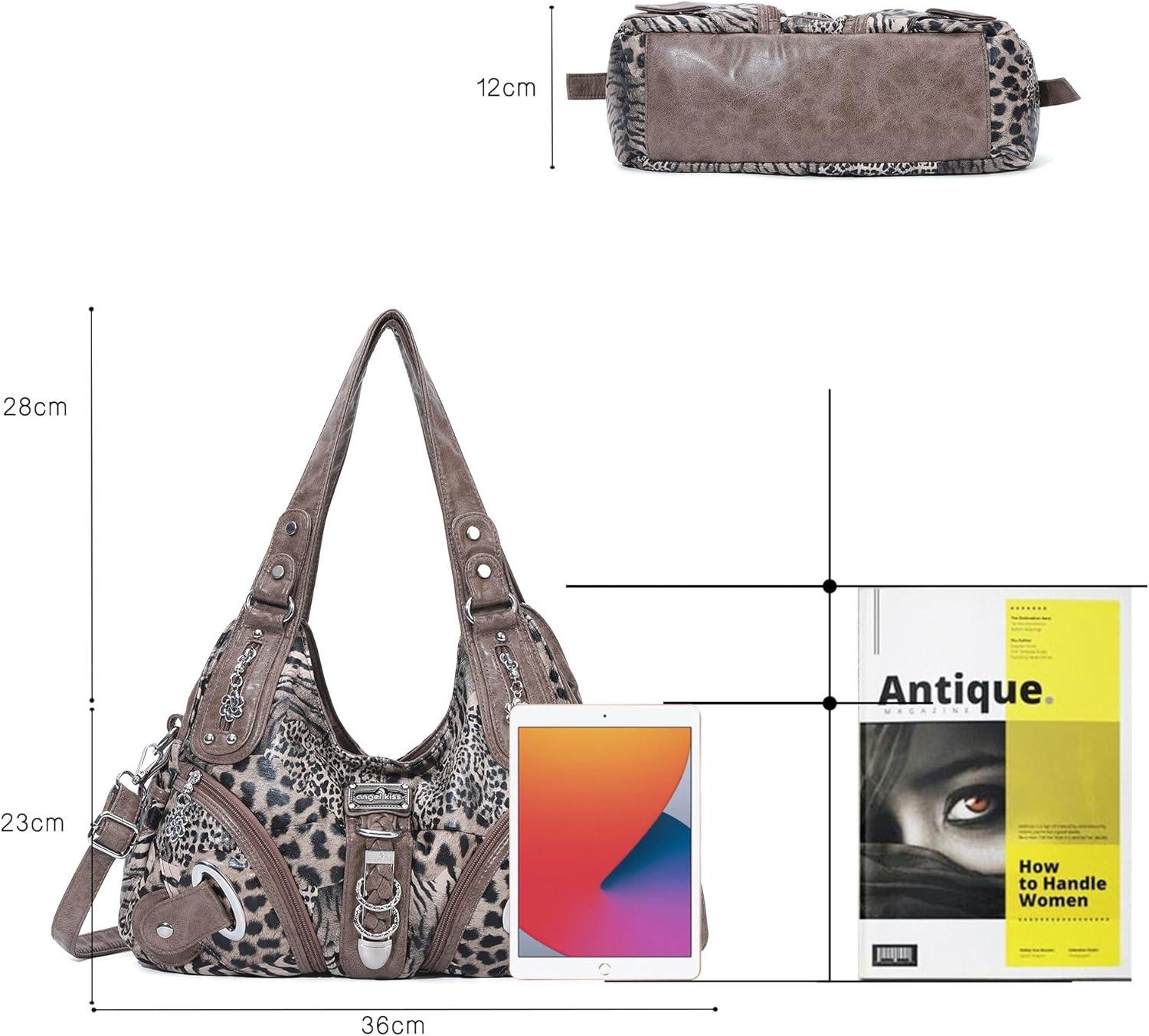 imageAngelkiss Hobo Purses and handbags for Women Satchel Handbag Women Purses Large Daily Shoulder Bags Purses handbags Handbag Women Purses Large DailyBrownleopard