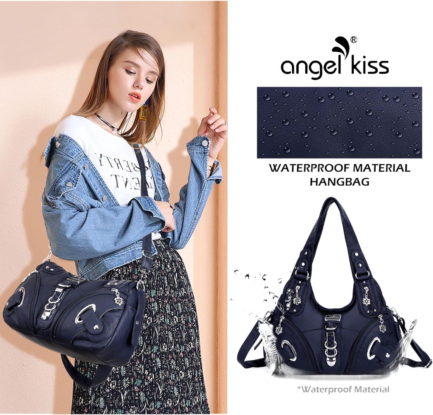 imageAngelkiss Hobo Purses and handbags for Women Satchel Handbag Women Purses Large Daily Shoulder Bags Purses handbags Handbag Women Purses Large DailyBlue