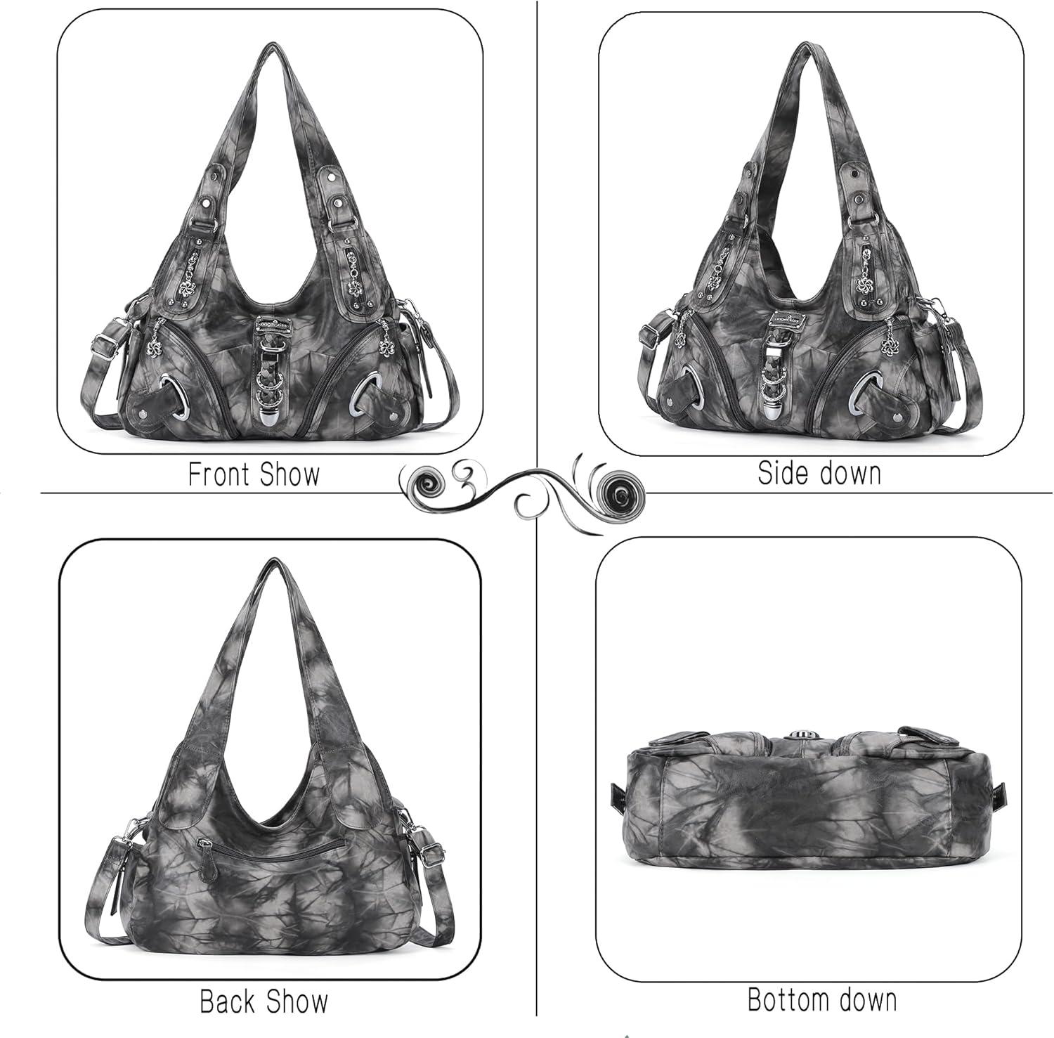 imageAngelkiss Hobo Purses and handbags for Women Satchel Handbag Women Purses Large Daily Shoulder Bags Purses handbags Handbag Women Purses Large DailyBlackGreyg