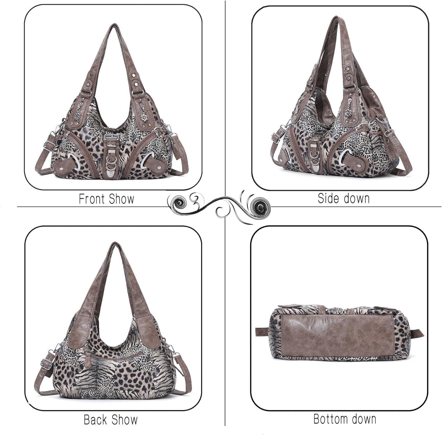 imageAngelkiss Hobo Purses and handbags for Women Satchel Handbag Women Purses Large Daily Shoulder Bags Purses handbags Handbag Women Purses Large DailyBrownleopard