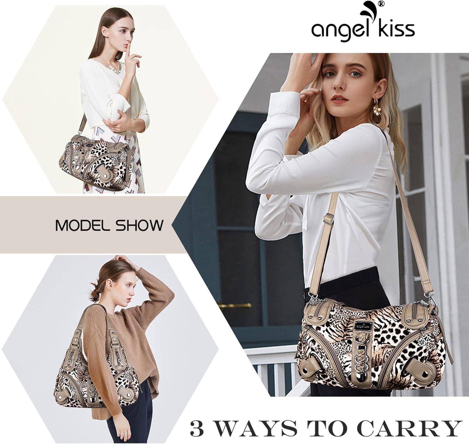 imageAngelkiss Hobo Purses and handbags for Women Satchel Handbag Women Purses Large Daily Shoulder Bags Purses handbags Handbag Women Purses Large DailyBrownBeige