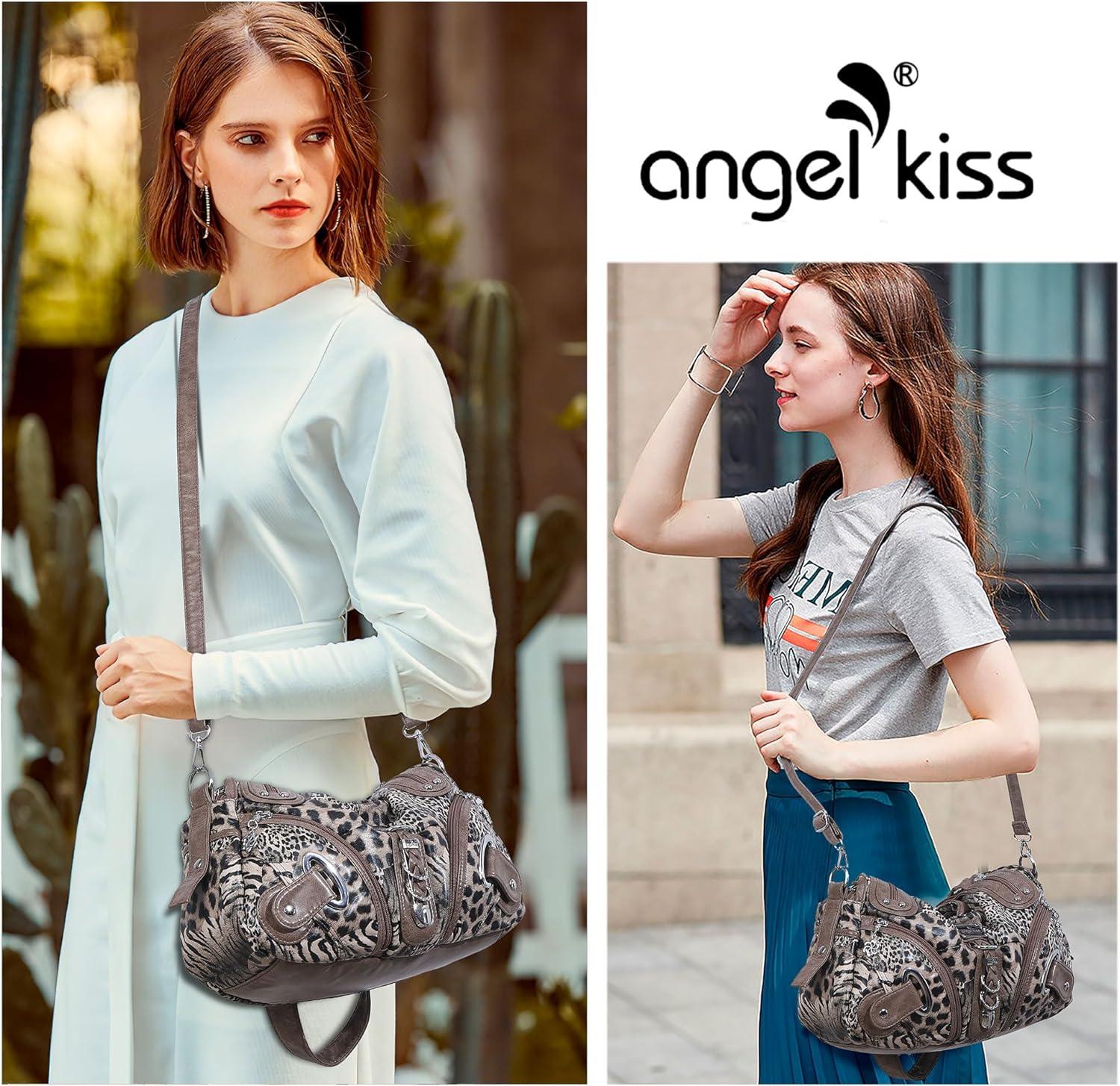 imageAngelkiss Hobo Purses and handbags for Women Satchel Handbag Women Purses Large Daily Shoulder Bags Purses handbags Handbag Women Purses Large DailyBrownleopard