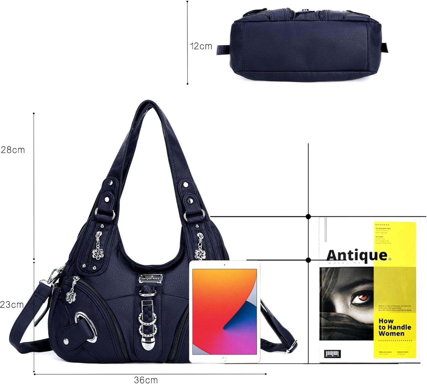 imageAngelkiss Hobo Purses and handbags for Women Satchel Handbag Women Purses Large Daily Shoulder Bags Purses handbags Handbag Women Purses Large DailyBlue