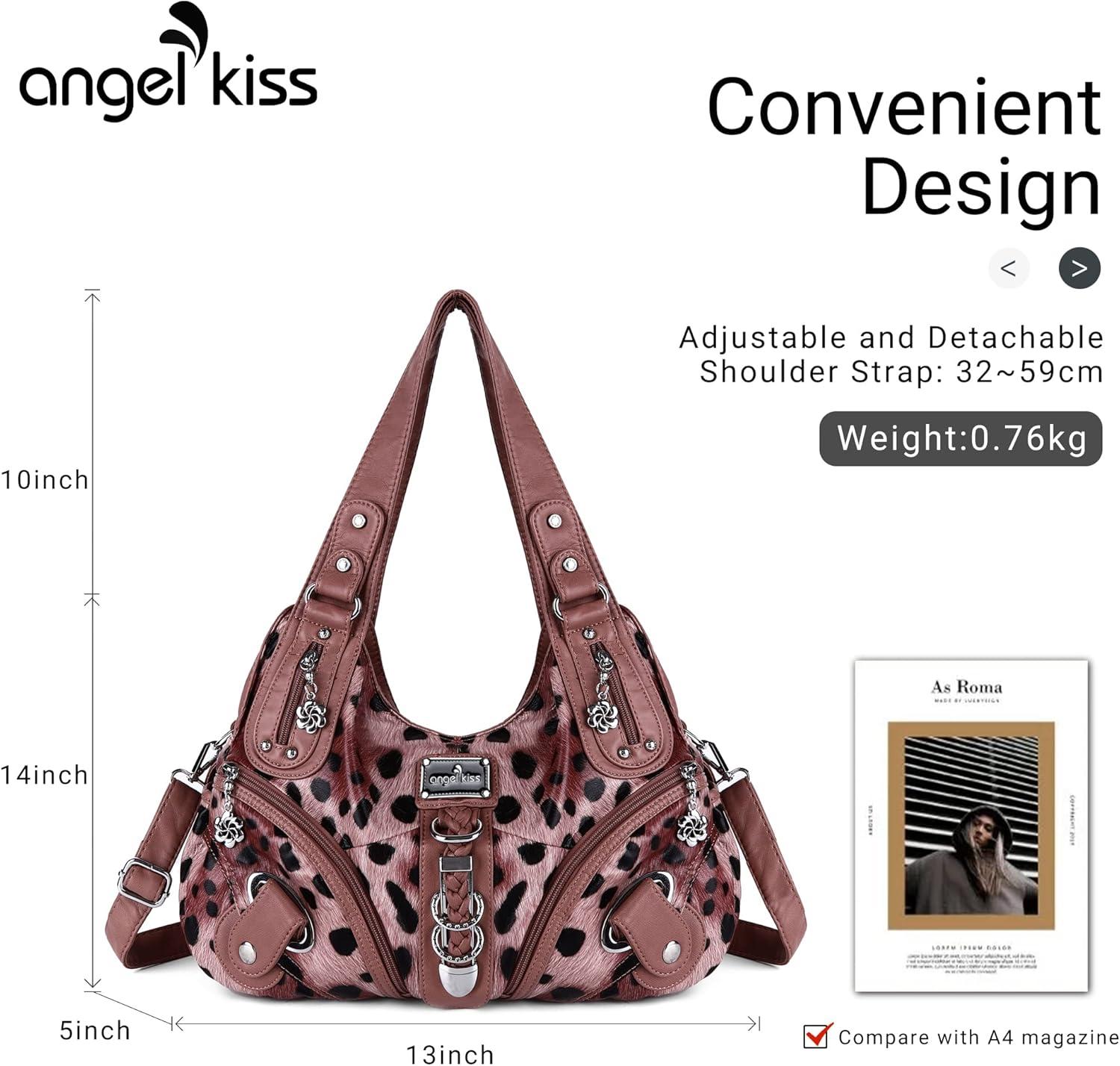 imageAngelkiss Hobo Purses and handbags for Women Satchel Handbag Women Purses Large Daily Shoulder Bags Purses handbags Handbag Women Purses Large DailyLeopard Pink