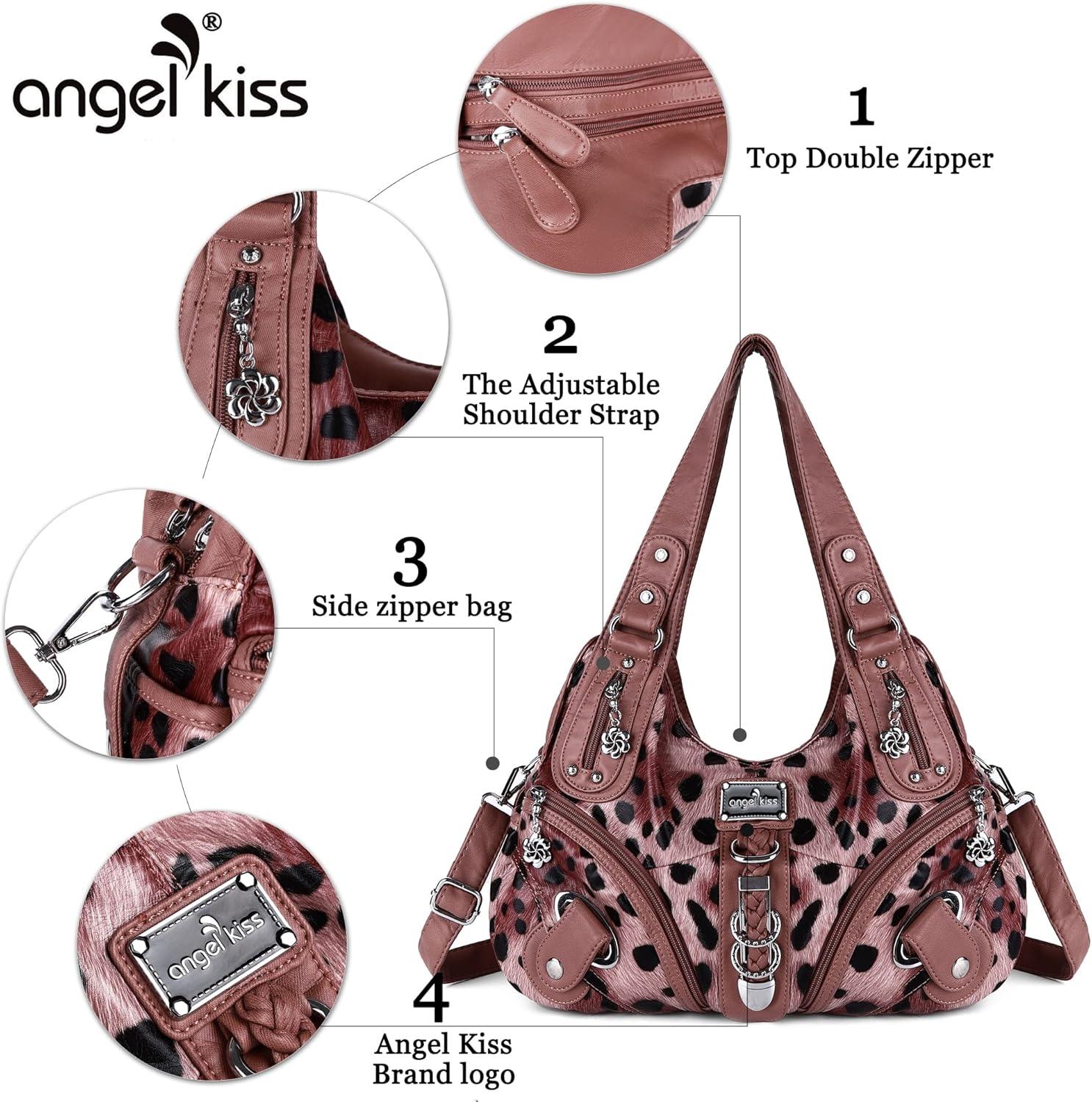 imageAngelkiss Hobo Purses and handbags for Women Satchel Handbag Women Purses Large Daily Shoulder Bags Purses handbags Handbag Women Purses Large DailyLeopard Pink