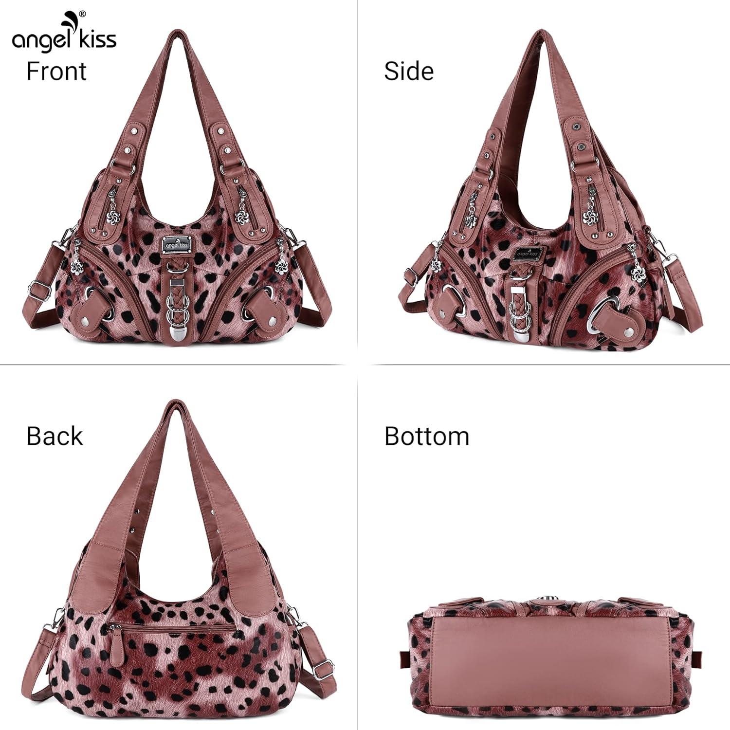 imageAngelkiss Hobo Purses and handbags for Women Satchel Handbag Women Purses Large Daily Shoulder Bags Purses handbags Handbag Women Purses Large DailyLeopard Pink