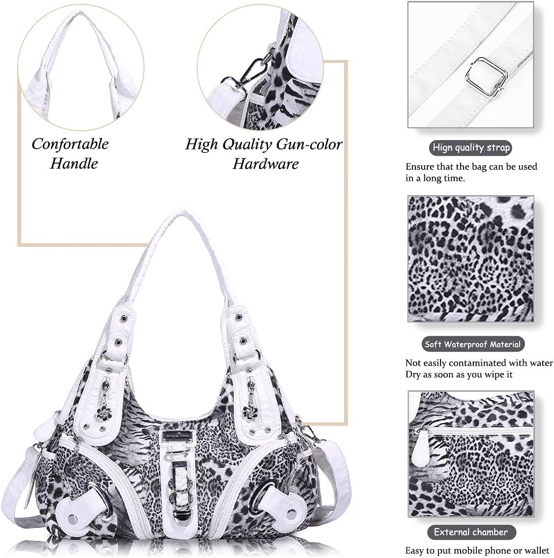 imageAngelkiss Hobo Purses and handbags for Women Satchel Handbag Women Purses Large Daily Shoulder Bags Purses handbags Handbag Women Purses Large DailyWhiteleopard