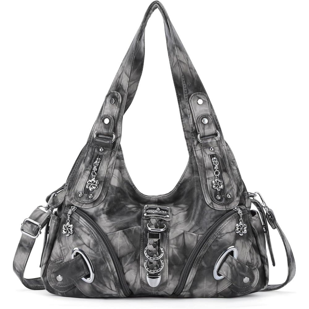 imageAngelkiss Hobo Purses and handbags for Women Satchel Handbag Women Purses Large Daily Shoulder Bags Purses handbags Handbag Women Purses Large DailyBlackGreyg