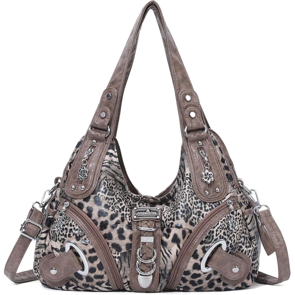 imageAngelkiss Hobo Purses and handbags for Women Satchel Handbag Women Purses Large Daily Shoulder Bags Purses handbags Handbag Women Purses Large DailyBrownleopard