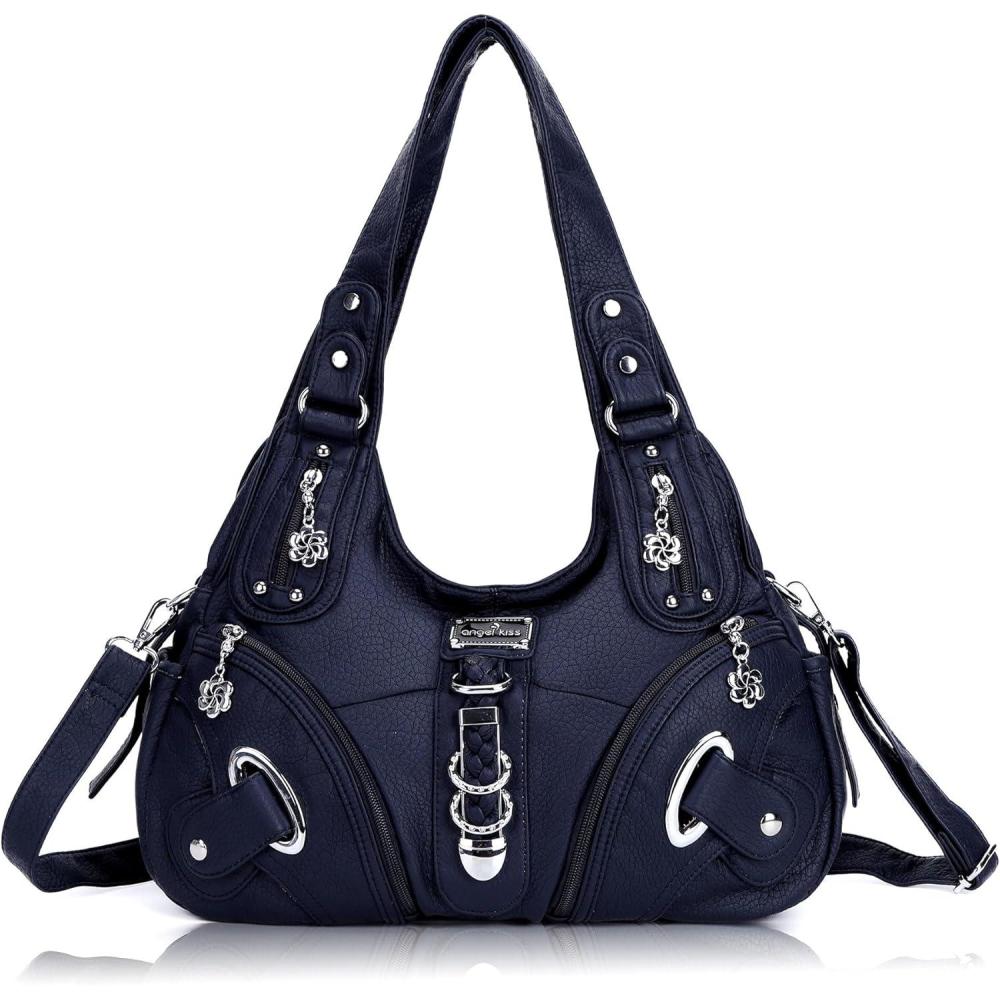 imageAngelkiss Hobo Purses and handbags for Women Satchel Handbag Women Purses Large Daily Shoulder Bags Purses handbags Handbag Women Purses Large DailyBlue