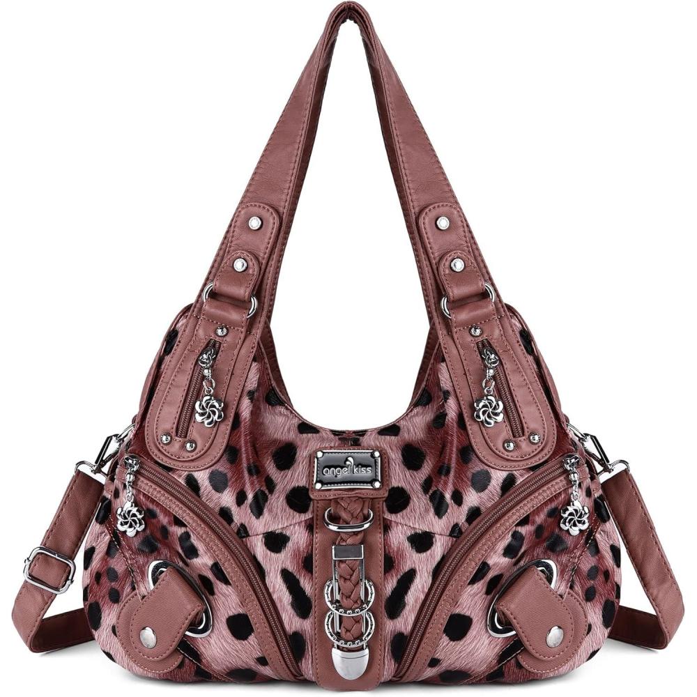 imageAngelkiss Hobo Purses and handbags for Women Satchel Handbag Women Purses Large Daily Shoulder Bags Purses handbags Handbag Women Purses Large DailyLeopard Pink