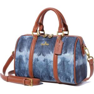 Angel Kiss Women Satchel Purses and Handbags Vegan Leather Boston Barrel Bag Top Handle Shoulder Purse with Crossbody Strap | Vegan Leather, Top Handle, Crossbody Strap(J.blue)