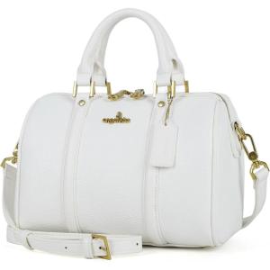 Angel Kiss Women Satchel Purses and Handbags Vegan Leather Boston Barrel Bag Top Handle Shoulder Purse with Crossbody Strap | Vegan Leather, Top Handle, Crossbody Strap(White 1)