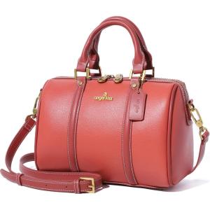 Angel Kiss Women Satchel Purses and Handbags Vegan Leather Boston Barrel Bag Top Handle Shoulder Purse with Crossbody Strap | Vegan Leather, Top Handle, Crossbody Strap(Coral)