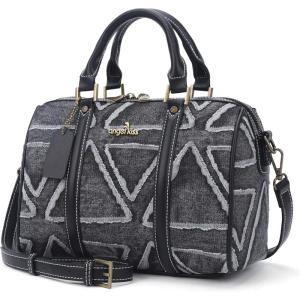 Angel Kiss Women Satchel Purses and Handbags Vegan Leather Boston Barrel Bag Top Handle Shoulder Purse with Crossbody Strap | Vegan Leather, Top Handle, Crossbody Strap(Black 3)