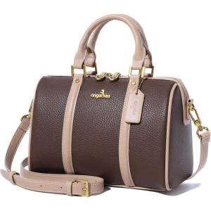 Angel Kiss Women Satchel Purses and Handbags Vegan Leather Boston Barrel Bag Top Handle Shoulder Purse with Crossbody Strap | Vegan Leather, Top Handle, Crossbody Strap(Coffee)