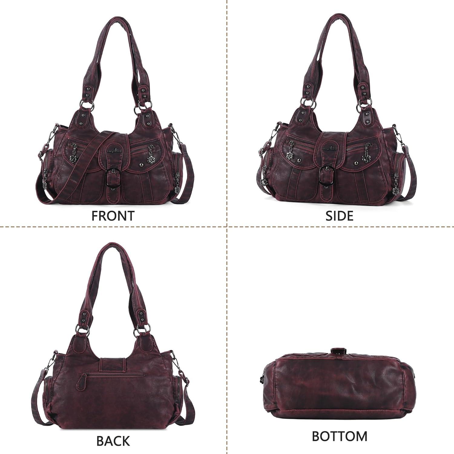 imageAngel Kiss Hobo Bags for Women Vegan Leather Shoulder Purses and Handbags Ladies Roomy Tote Bags Purse with Crossbody StrapRed