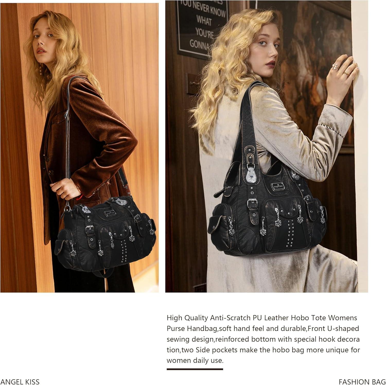 imageAngel Kiss Purses for Women Soft PU Leather Large Hobo Bags for Women Shoulder Bag Soft PU Leather Large Soft PU Leather LargeBronze