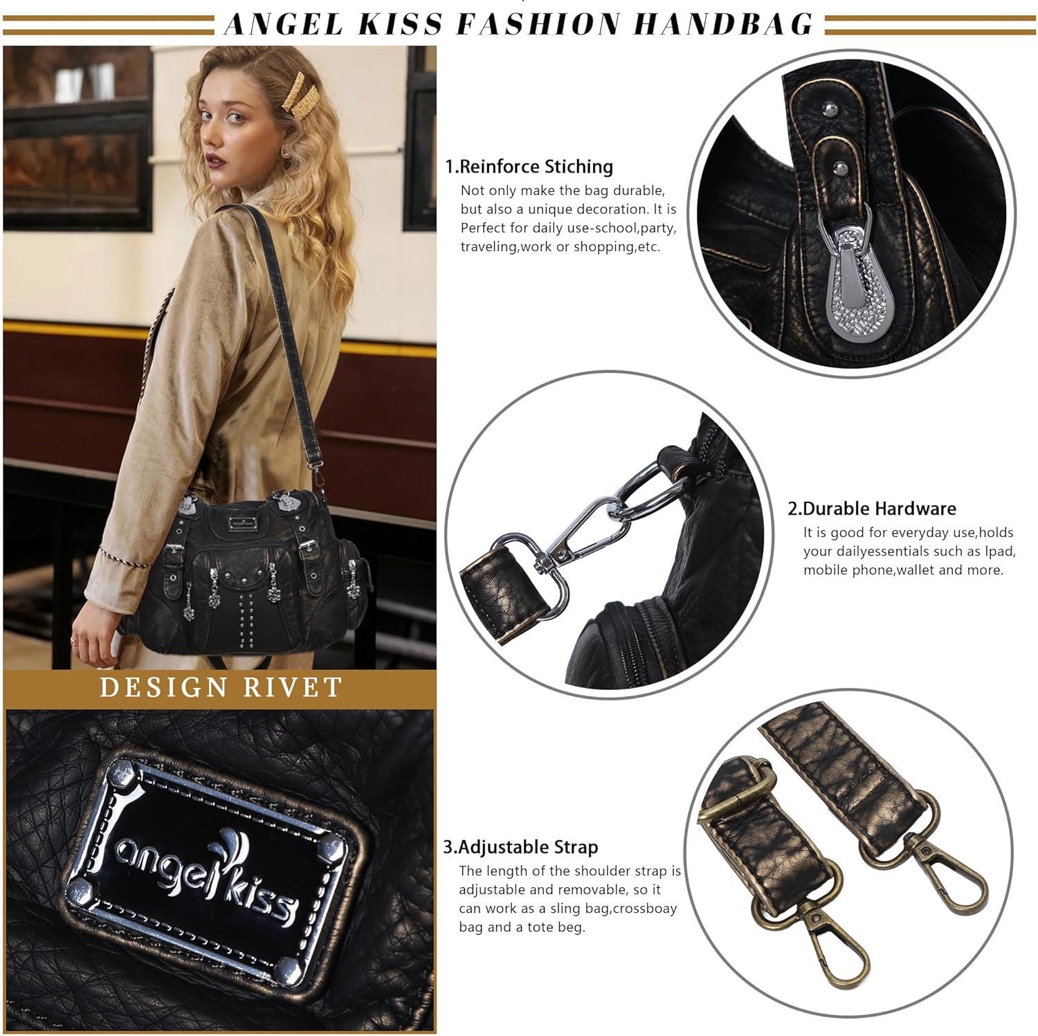 imageAngel Kiss Purses for Women Soft PU Leather Large Hobo Bags for Women Shoulder Bag Soft PU Leather Large Soft PU Leather LargeBronze