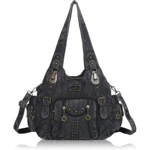 Angel Kiss Purses for Women Soft PU Leather Large Hobo Bags for Women Shoulder Bag | Soft, PU Leather, Large, Soft, PU Leather, Large(Black Denim)