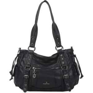Angel Kiss Shoulder Bag For Women Multi Pocket Retro Hobo Handbags Satchel Tote Bag(Black)