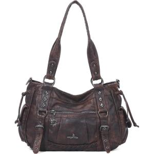 Angel Kiss Shoulder Bag For Women Multi Pocket Retro Hobo Handbags Satchel Tote Bag(Coffee)
