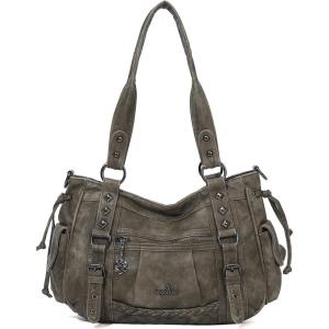 Angel Kiss Shoulder Bag For Women Multi Pocket Retro Hobo Handbags Satchel Tote Bag(Green)