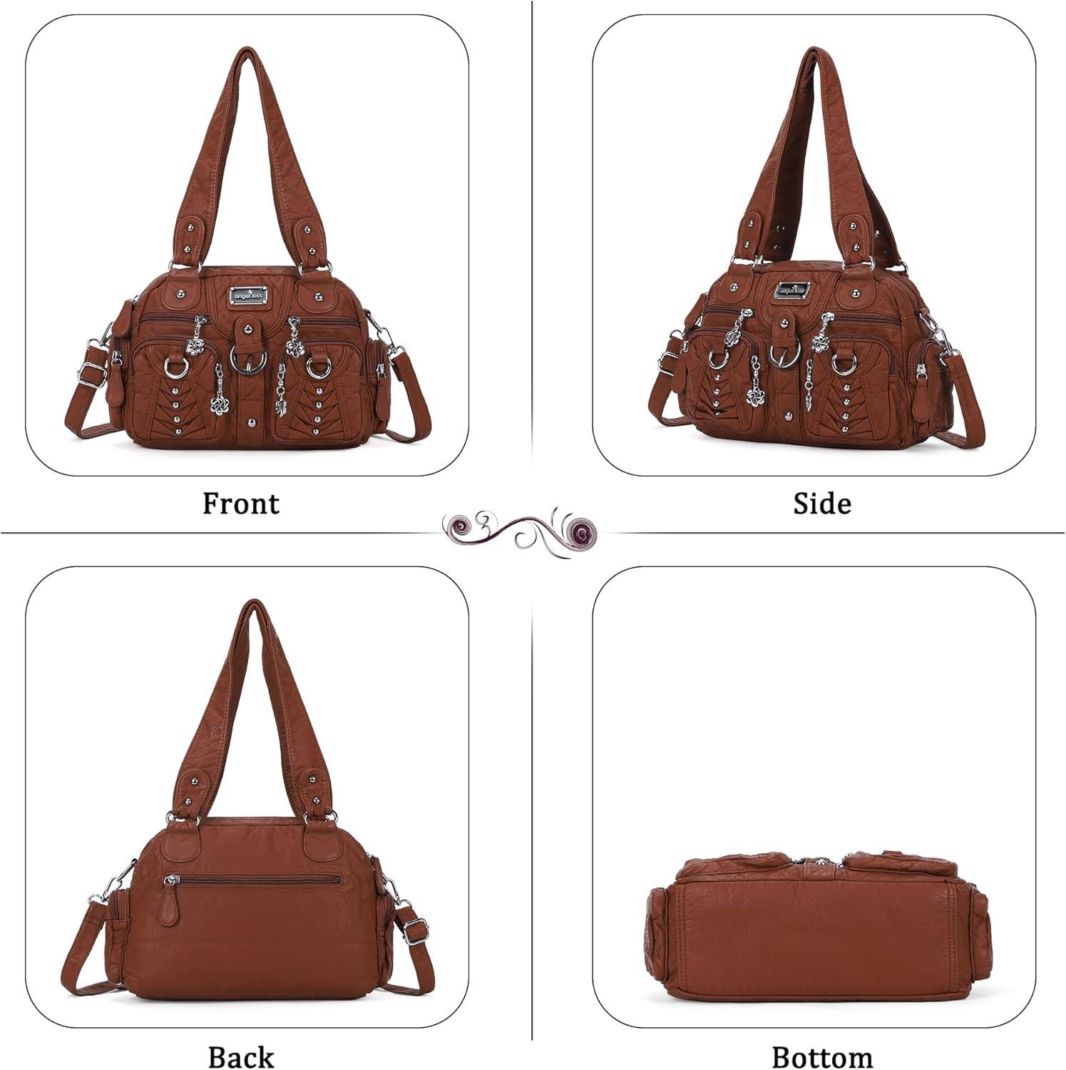 imageAngel Kiss Small Purse Handbag for Women Crossbody and Shoulder Bags Multipocket Soft Hobo Purses Adjustable Strap4brown