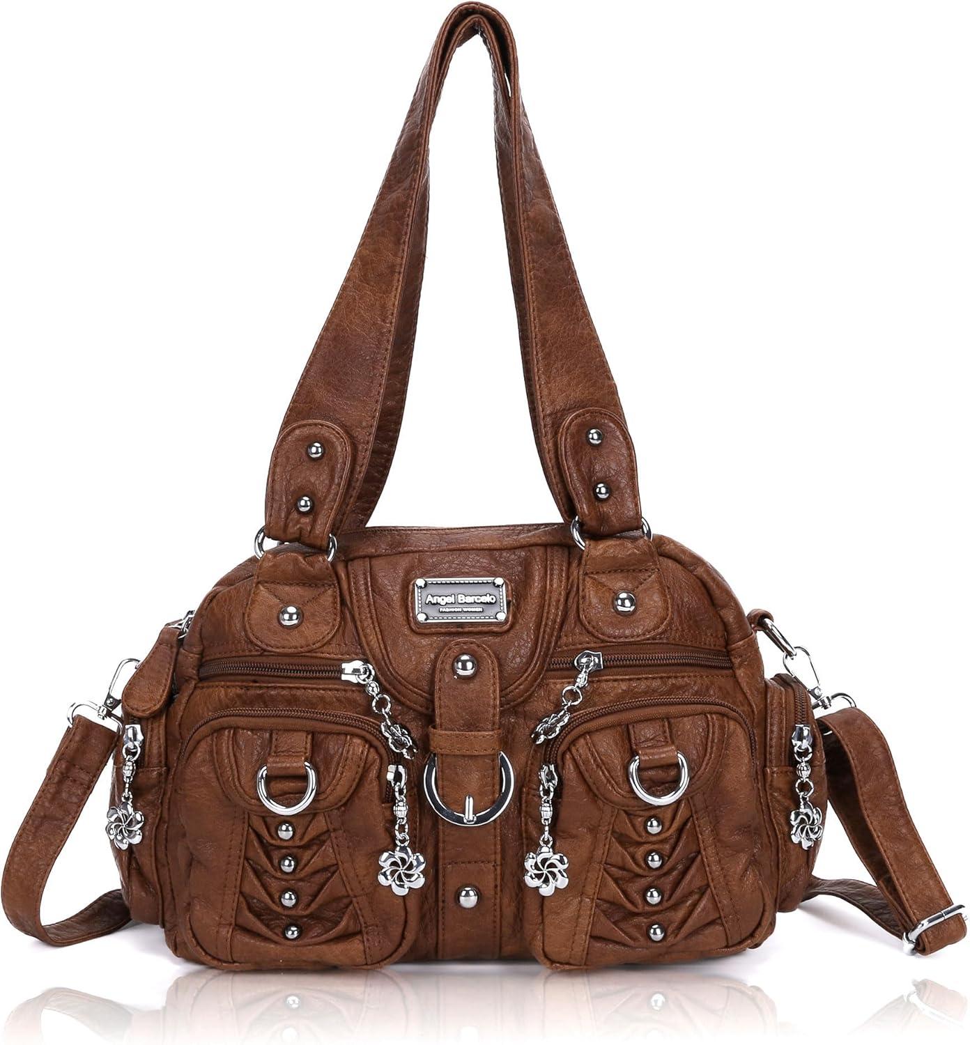 imageAngel Kiss Small Purse Handbag for Women Crossbody and Shoulder Bags Multipocket Soft Hobo Purses Adjustable Strap4brown