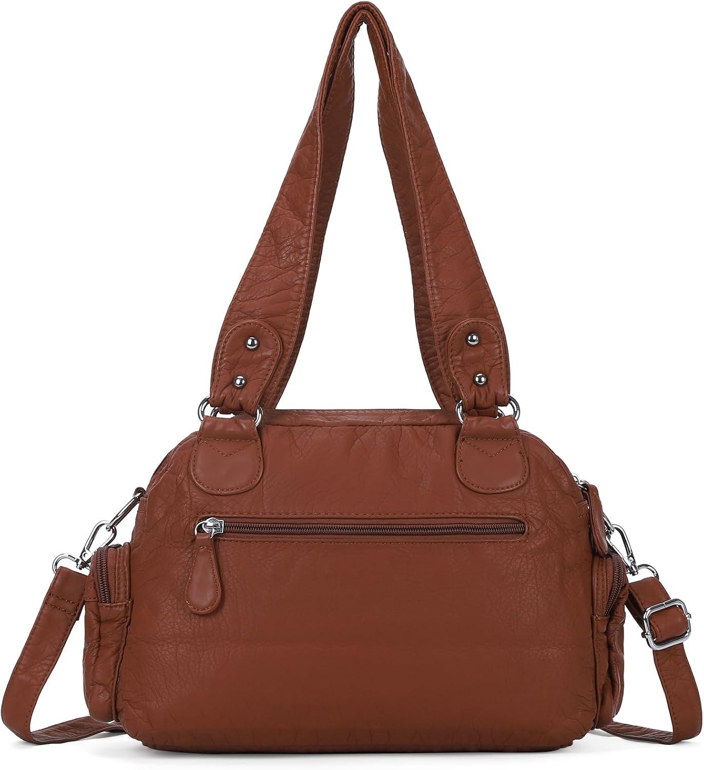 imageAngel Kiss Small Purse Handbag for Women Crossbody and Shoulder Bags Multipocket Soft Hobo Purses Adjustable Strap4brown